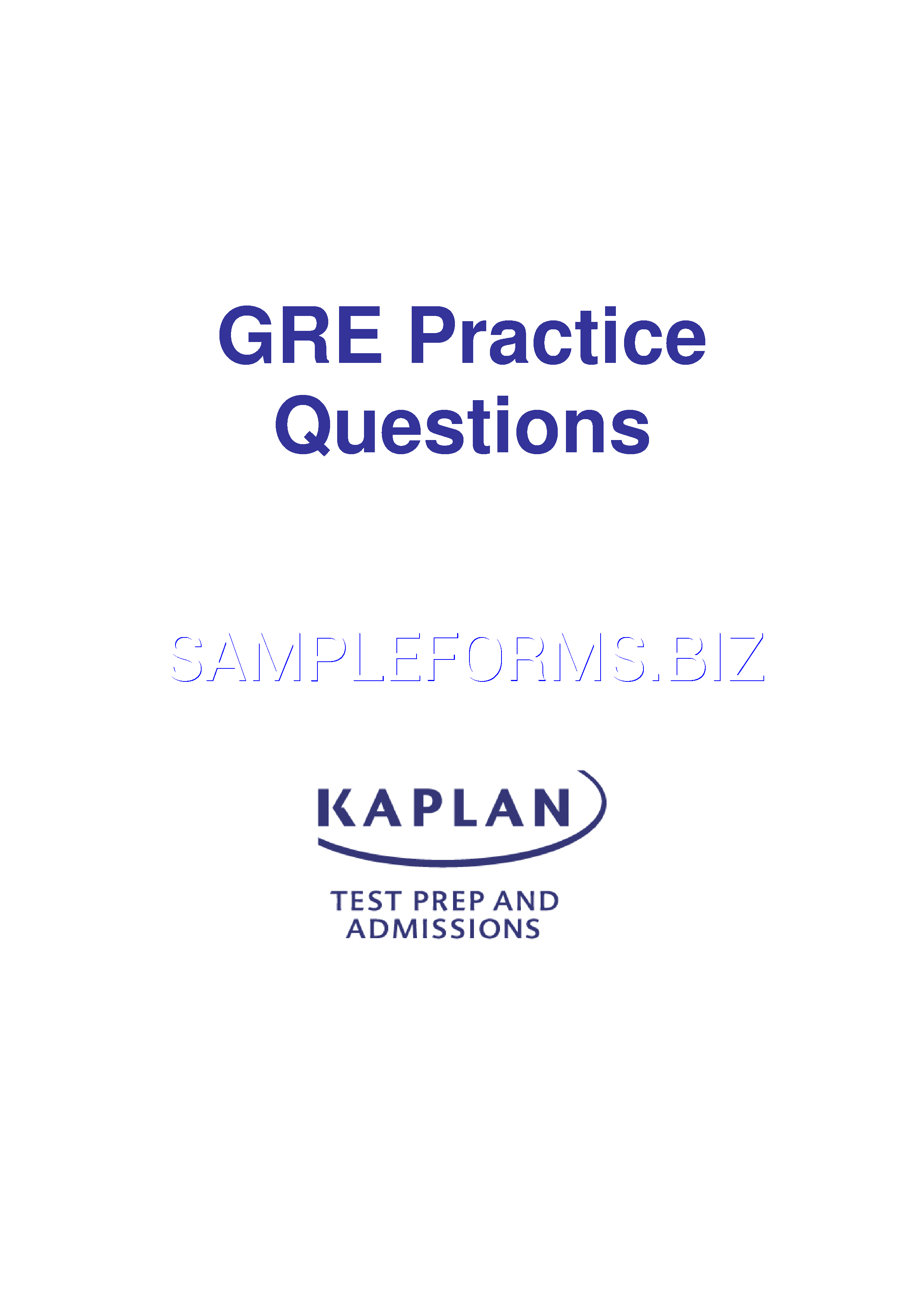 Preview free downloadable GRE Sample Questions Template 3 in PDF (page 1)